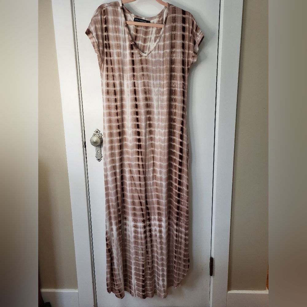 Zilcremo Neutral Tie Dye Maxi Dress